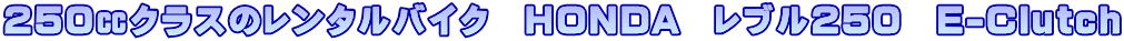 �Q�T�O�t�N���X�̃����^���o�C�N�@HONDA�@���u��250�@E-Clutch